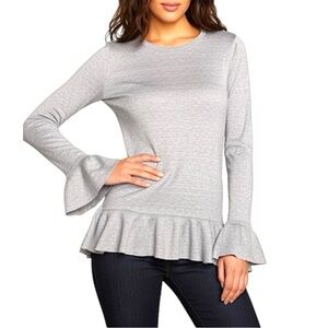 BENEDETTA B. Italian Made Gray Ruffle Sweater